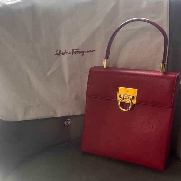 Salvatore Ferragamo Burgundy Leather Satchel - Picture 1 of 4